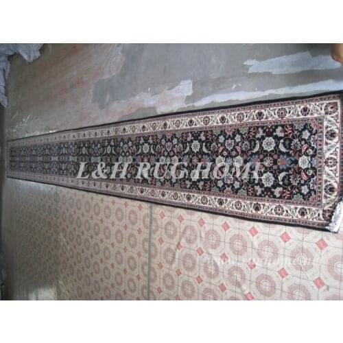 Free shipping 2.5'x21' 160 Line persian woolen carpet , hand knotted persian runner Oriental handmade Persian Rug mixed colors