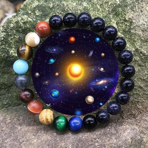 Universe Eight Planets Solar System Galaxy Bracelets for Men Women Couple Natural Stone Chakra Bracelet Jewelry Drop Shipping