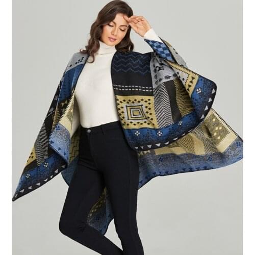 Brand 2021 Women Winter Scarf Warmer Shawl Ladies Vintage Thick Blanket Wrap Cashmere Poncho Capes Female Echarpe Pashmina