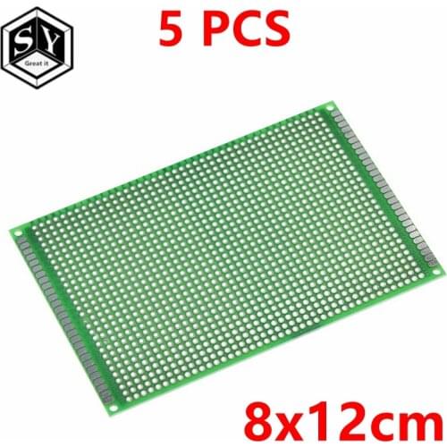 5pcs 8x12cm 80x120 mm Double Side Prototype PCB Universal Printed Circuit Board Protoboard For Arduino