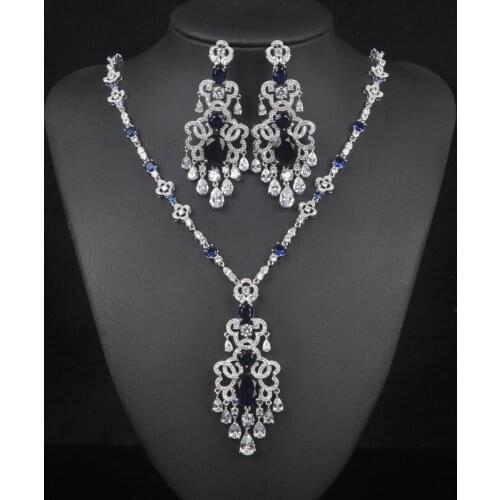 Classic Redesign Sparking Around Necklace Set Full Cubic Zirconia Stone Jewelry Sets Women Bridal Dress Accessories Gift S-011