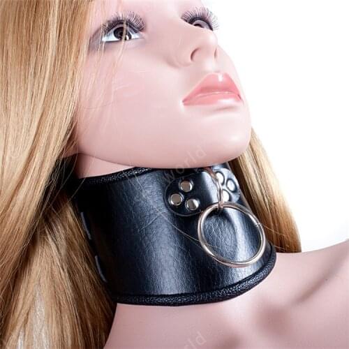 Classic Pu Leather Neck Collars Choker Black Collar Adjustable Belt Slave Fetish Bondage BDSM Neck Strap Cosplay Adult Sex Toys