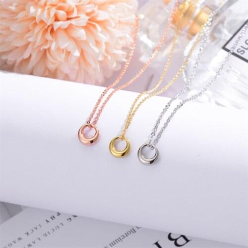 3 Colors Golden Rose Golden Geometric Circle Choker Necklace SImple Ins Trendy 925 Sterling Silver Jewelry On The Neck For Women
