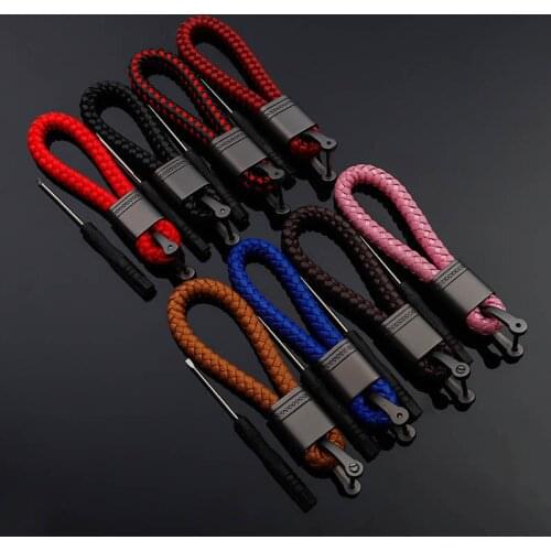 Leather Hand Woven Keychain Metal key rings Chains Gifts Car Key Holder For Mercedes Benz Auto Keyring