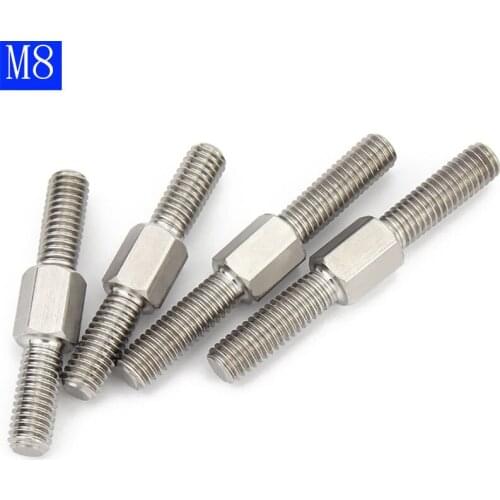 M8 304 Stainless Steel Left hand and Right - hand Double End Thread Tight Adjustable Push Rod Stud Screws Bolts