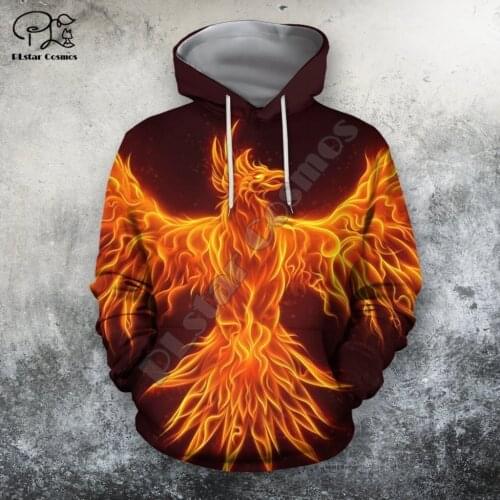 PLstar Cosmos Phoenix Tattoo 3D All Over Printed Hoodies Sweatshirts Zip Hooded For Men And Women Casual Streetwear Style-A9