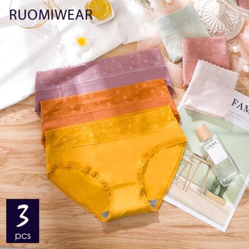 New Cotton Woman Panties Seamless Underwear Nylon Silk Lace Womens Briefs Comfort Feeling Quick-drying For Travel 3 pcs/lot