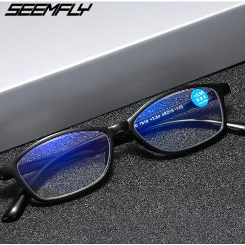 Seemfly Ultralight TR90 Reading Glasses Men Women Anti Blue Light Clear Lens Presbyopic Eyeglasses Unisex Eyewear +1.0 To +4.0