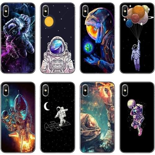 Astronaut Space Moon Stars Transparent Phone Case For iPhone 12 11 Pro Max Mini XS Max XR X 8 7 Plus 6 6S Plus 5 5S SE 2020
