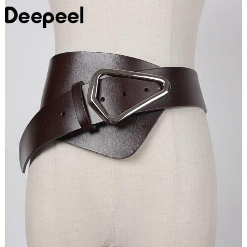 Deepeel 1pc 11.5-4.8*102cm Women Genuine Leather Cummerbunds Fashion Corset Decorative Wide Belt Luxury Female Waist Corsets