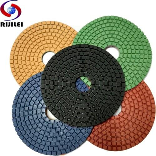 RIJILEI 7Pieces/Lot 125mm Diamond Polishing Pad For Granite Marble Stone Floor 5Inch Wet Polishing Pads Granding Disc 5DS1
