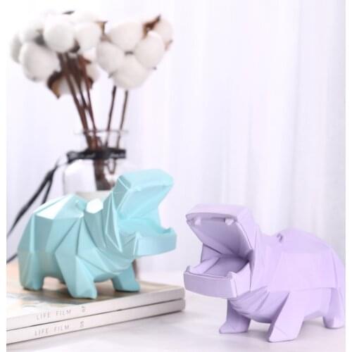Nordic ins wind resin crafts hippo big mouth piggy bank animal ornaments home decorations Christmas gifts home decoration