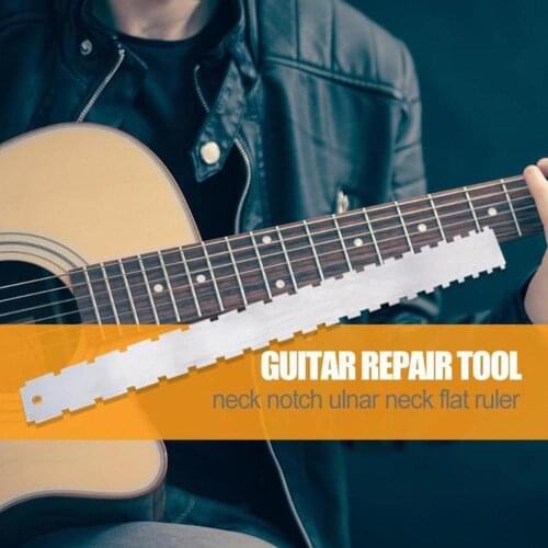 Stainless Steel Guitar Neck Notched Straight Edge Dual Scale Guitar Measuring Ruler Luthiers Fret Measurement Fretboard Too Y7J4