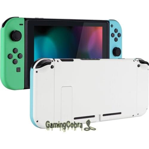 Soft Touch White Back Plate + Mint Green & Heaven Blue Joycon Handheld Controller Housing with Full Set Buttons for NS Switch