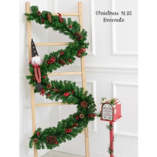 Home Decor 2.7m LED Light Rattan Strip with Bow Cotton Red Fruit Christmas Ornaments DIY Rattan Ornaments Christmas Gift Navidad