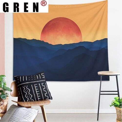 GREN Japan Fujiyama Sunset Tapestry Wall Hanging Covering Rug Background Cloth Beach Mat Blanket Art Bedroom Dorm Home Decor