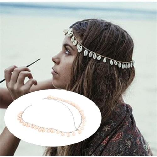 Boho Womens Simulated Shell Tassel Head-Chain Jewelry Forehead Dance Headpiece Hair Jewelry Band Chains Hair Accessory