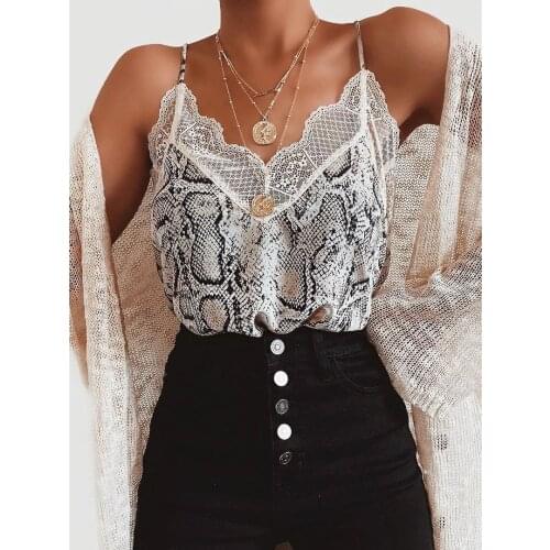 Summer Womens Leopard Print Tanks Tops Casual Loose Vest Tops Lace V Neck Sexy Camis Blusas de mujer