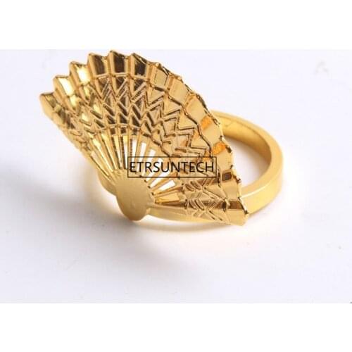 Golden Fan Napkin Buckle Napkin Ring Hotel Restaurant Home Table Decoration Luxury Gold Plated Chinese Style Buckle