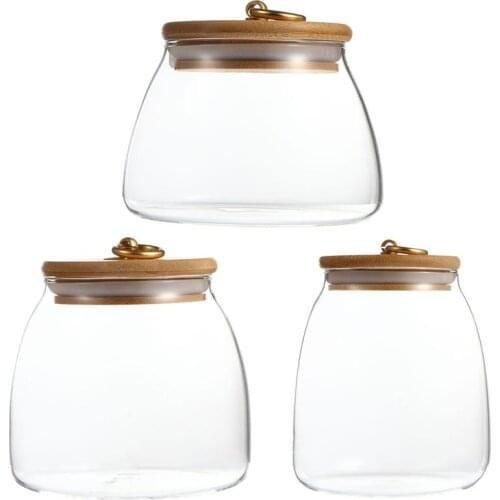 3 Pcs Moisture-Proof Storage Jars Cereals Pots Sealed Jars With Pull Ring Lid Glass Storage Can Sealed Snack Fruit Sealed Can