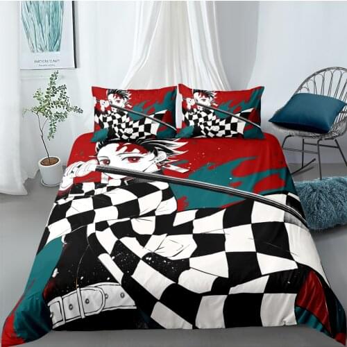 3D Anime cartoon Printed Pillowcases Bedding Set Queen King Size Dropshipping Boy gift, Japanese anime