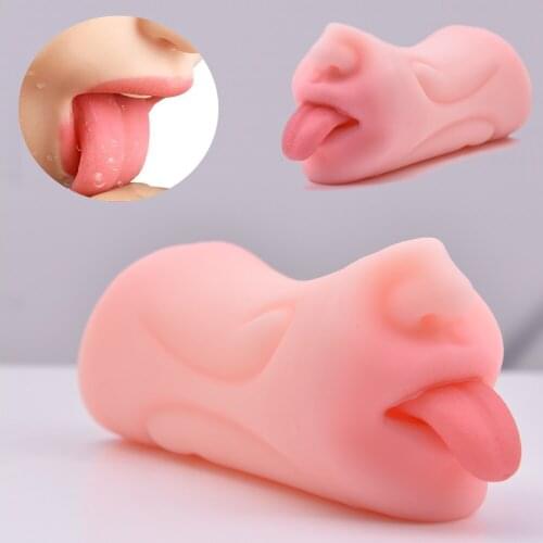 3D Deep Throat Mouth Male Masturbator Soft Tongue Oral Masturbation Aircraft Cup Realistic Vagina Pocket Adult Sex Toys for Men