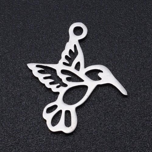 5pcs/lot 100% Stainless Steel HummingBird Charm Pendants Wholesale Bracelets Pendants DIY Necklace Bracelet Making Charms