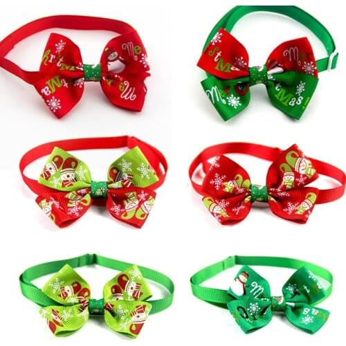 50pcs Christmas Pet Accessories Dog Cat Bow Ties Adjustable Pet Party Holiday Grooming Products