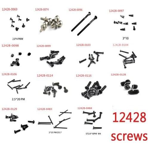 Wltoys 12428 12423 12628 RC Car Spare parts 12428-0069 0074 0096 0097 0098 0099 0103 0104 0106 0114 0116 0128 0129 0483 screw