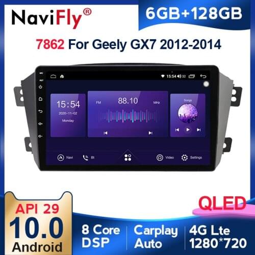 NaviFly 1280*720QLED 8core 6G 128G Android10.0 for Geely Emgrand X7 GX7 EX7 Car Multimedia GPS Navigation Radio Player 4GLTE BT