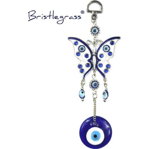 BRISTLEGRASS Turkish Blue Evil Eye White Butterfly Amulets Lucky Charms Wall Hanging Pendants Pendulum Blessing Protection Decor