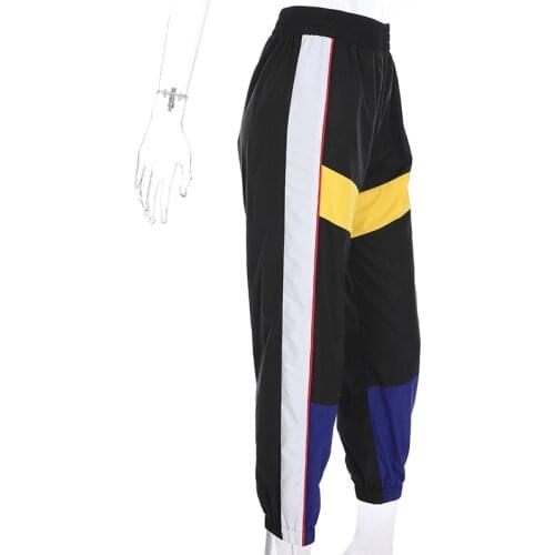 Women Poly Sweatpants Pencil High Waist Pants Patchwork ulzzang calca pantalona Pants Streetwear Cargo casual Jogger Trousers