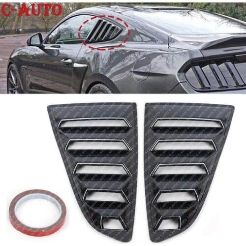Car Side Window Scoop Five Slot Open Louvers Cover Carbon Fiber Look Style 1/4 Quarter For Mustang 2015 2016 2017 2018 2019 2020