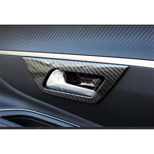 For Peugeot 3008 GT 2017 2018 Carbon Fiber Interior Door Handle Catch Cover Trim Inserting Decal Panel Car Accessories