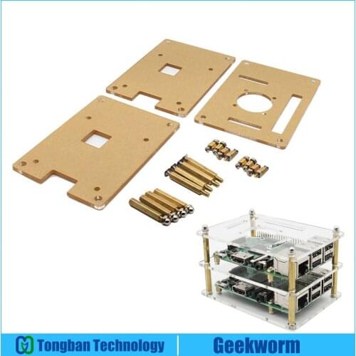 Geekworm Raspberry Pi 4B/3B+/3B Double Layer Acrylic Case Compatible w/ Raspberry Pi 4 Model B /3B+/3B/ 2B / B