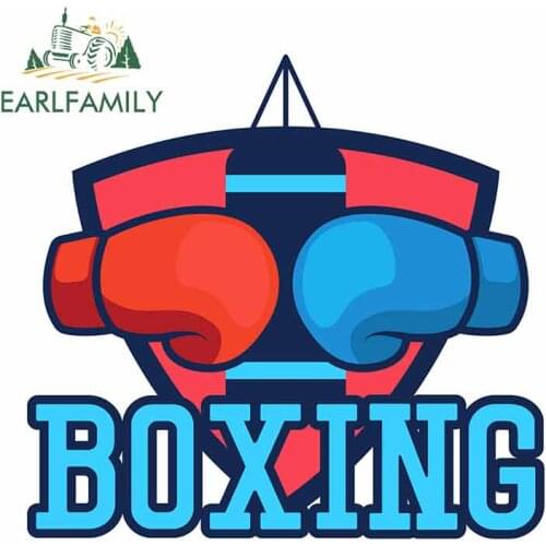 EARLFAMILY 13cm x 12.4cm for Boxing Logo with Text Space Car Bumper Window Stickers DIY Decal Waterproof Sunscreen 3D Decoration