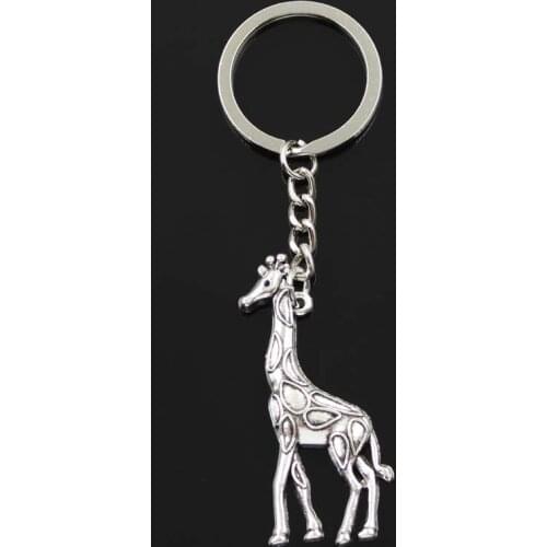 Fashion Keychain 53x23mm Giraffe Deer Pendants DIY Men Jewelry Car Key Chain Ring Holder Souvenir For Gift