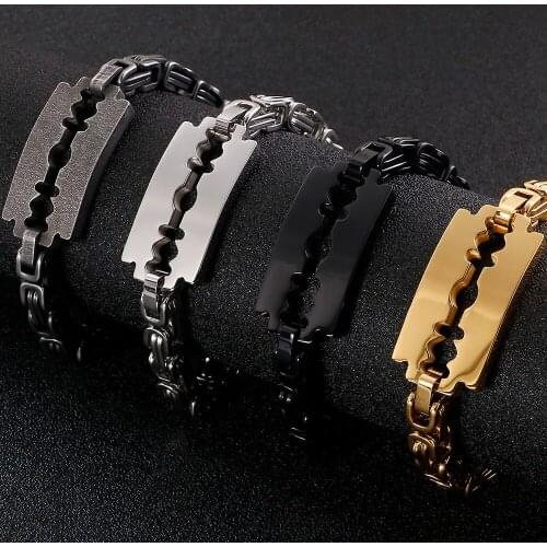 Cool Golden Black Bracelet For Men 316L Stainless Steel Mens Bracelets Bangles Chain 2020 Male Jewelry Wholesale Dropshipping