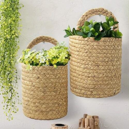 Small Wall Mounted Storage Basket Seaweeds Woven Hanging Basket for Organizing Plants GQ