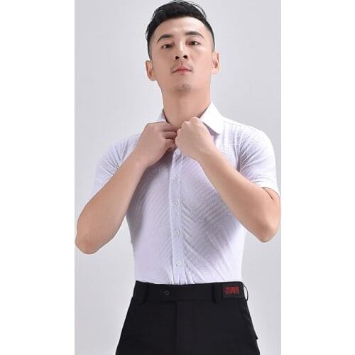 2021 Modern Dance Clothes MenS Ballroom Dance Shirt New Latin Dance Practice Clothes Chacha Samba Performance Costumes DQS6426