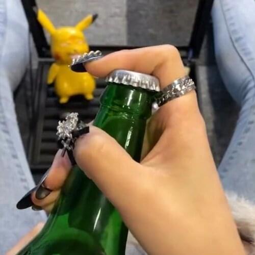 Ring Open Beer Cap Men and Women One-handed Bottle Opener Can Open Wine Bottle Titanium Steel Ring Bar Party Utensils