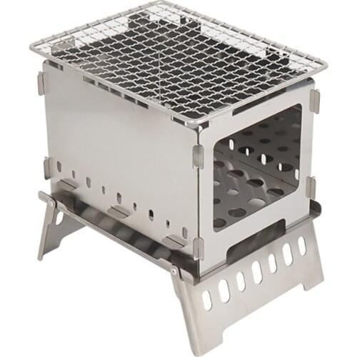 Charcoal Barbeque Grill Portable BBQ Grill DIY Stainless Foldable Smoker Grill for Camping Picnic Outdoor Hiking Garden Party