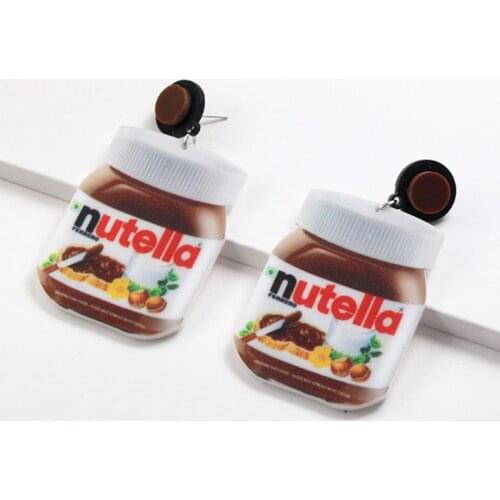 Exaggerated Funny Chocolate Cream Bottle Acrylic Drop Earrings Lovely Food Dangl R7RF