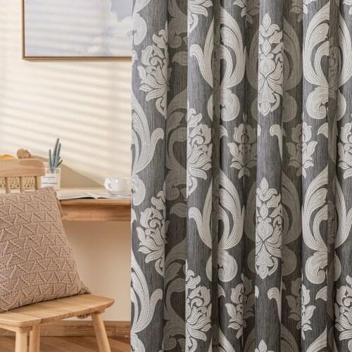 Modern Semi Blackout Curtains For Living Room Bedroom Solid Color Floral Printed Window Treatment Blind Drape Curtain Home Decor