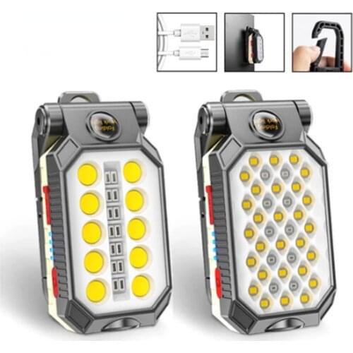 COB Work Light LED Flashlight Waterproof Powered Display Portable Camping Lantern USB Rechargeable Magnetic Design