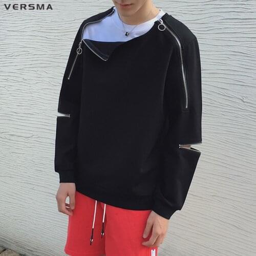 VERSMA Japan Harajuku BF GD Zipper Patchwork Hoodie Sweatshirt Men Women Long Sleeve Hip Hop Hoodies Male Pullover Dropshipping