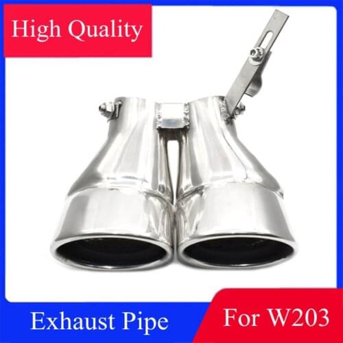 1 PCS 2 Outlet Silver Exhaust Tail Pipe For BENZ C Class W203 C200 C240 304 Stainless Steel Muffler Double Nozzles System