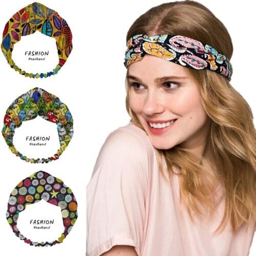 2020 Women Hair Accessories Headband The Worlds Hope Print Bandage Bandanas Cross Elastic Hair Bands Top Knot Hair Scrunchies