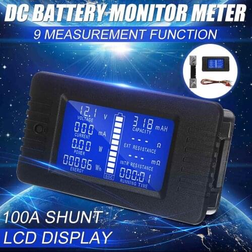 LCD Display DC 100A Battery Voltage Monitor Meter 0-200V Volt Amp For Cars RV Solar System electricity Voltage Meter Monitor
