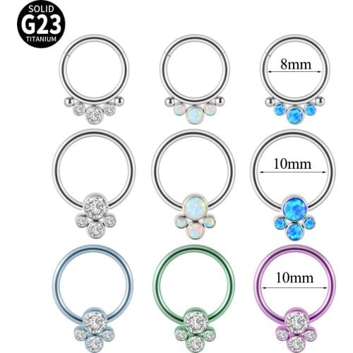 1PC G23 Titanium Nose Ring Segment Septum Clicker Captive Bead Ring Bear Paw Ear Cartilage Daith Hinged Body Piercing Jewelry